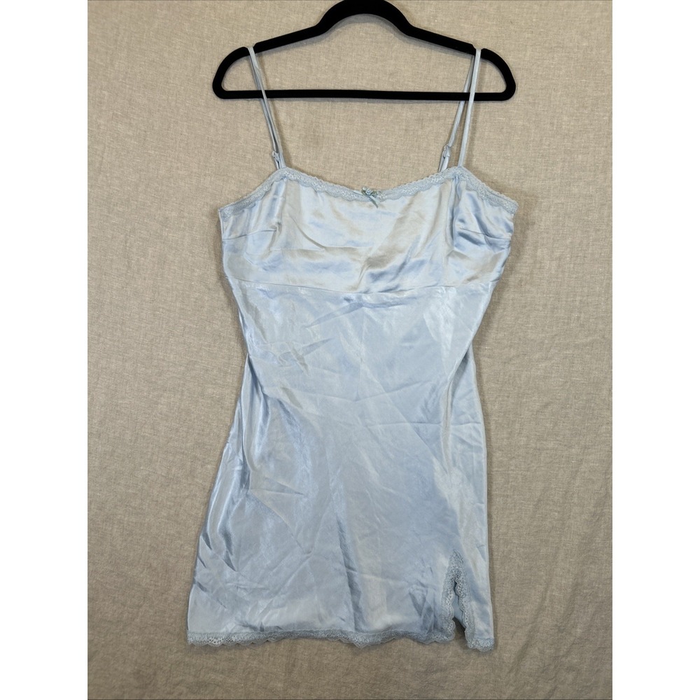 Lush Women Dress Blue Baby Doll Slip Satin Dress Large